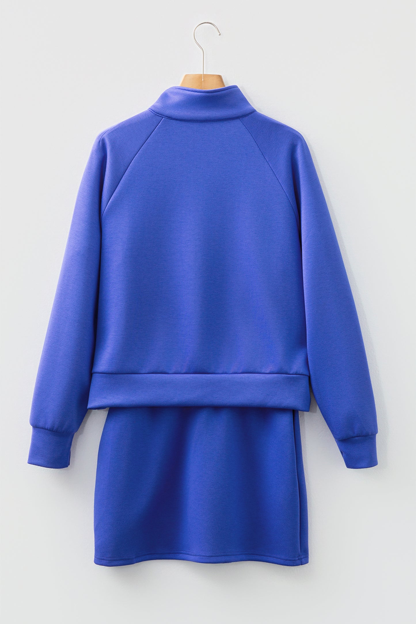 Dark Blue Half Zip Sporty Pullover Mini Skort 2pcs Outfit